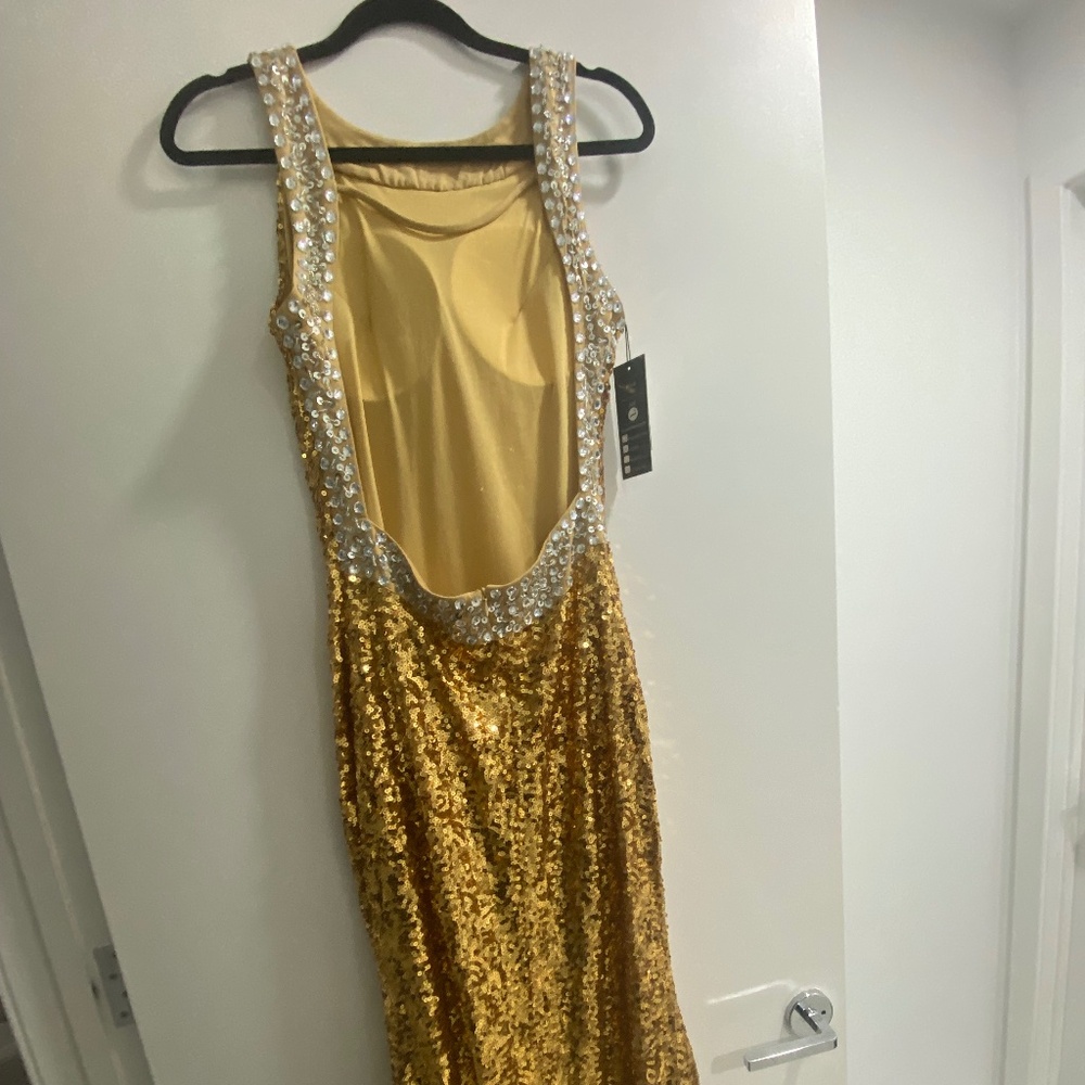Gold sequence gown long and elegant